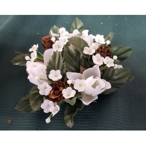 Kaarsring met zijde roosjes, 12 stuks, wit
