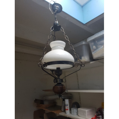 Hanglamp met melkglas smeet ijzer look aantal 1 stuks.