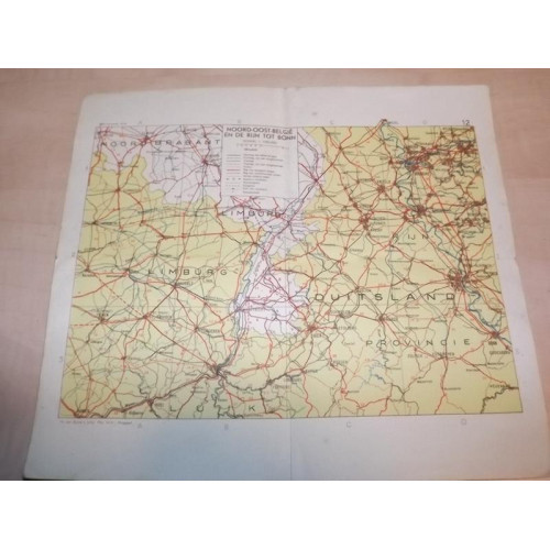 Vintage Ten Brink kaart Noord-Oost-Belgie ca 1930