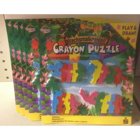 Crayon puzzel, krijtjes in puzzelvorm  5 stuks