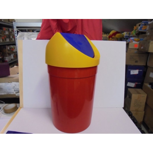 Grote prullenbak rood blauw geel 1 stuks 50 cm hoog