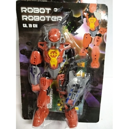Speelgoed robot op kaart 3 stuks rood