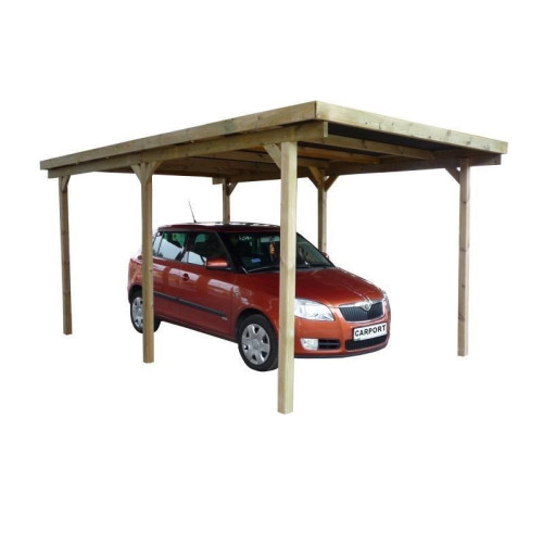 Carports/overkapingen geheel geïmpregneerd grenen hout, zonder dakplaten, inclusief dakbalken. Palen 9x9 cm.
