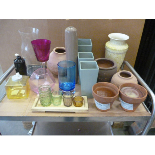 Glas en aardewerk c.a. 17 items
