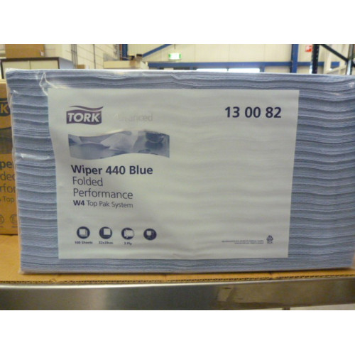 Tork wiper 440 bleu poetspapier doos 5 x 100 stuks 32 x 39 cm 3 laags 5 x 100 stuks