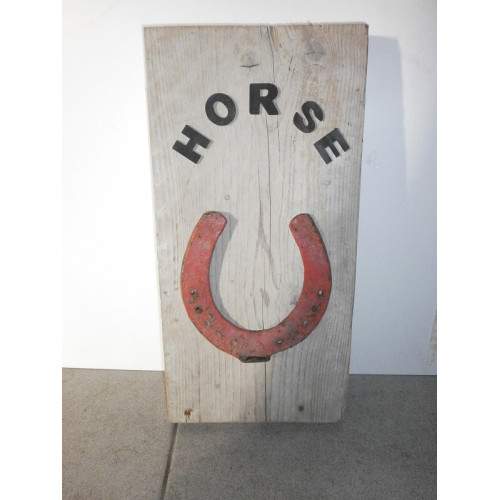 houten wandbord horse met hoefijzer