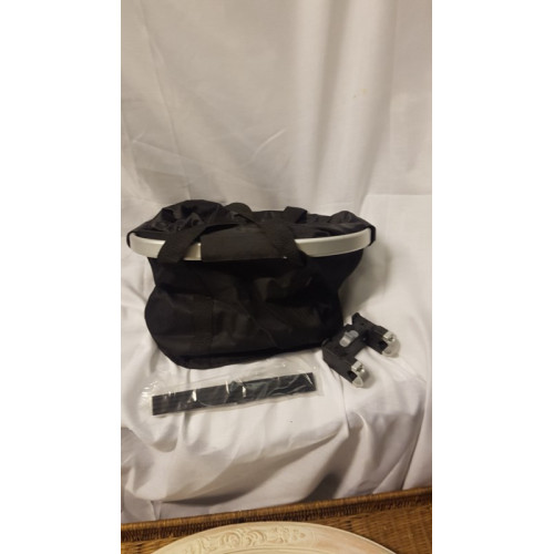 Boodschappen tas met stuur adapter kleur bruin/wit aantal 1 stuks.
