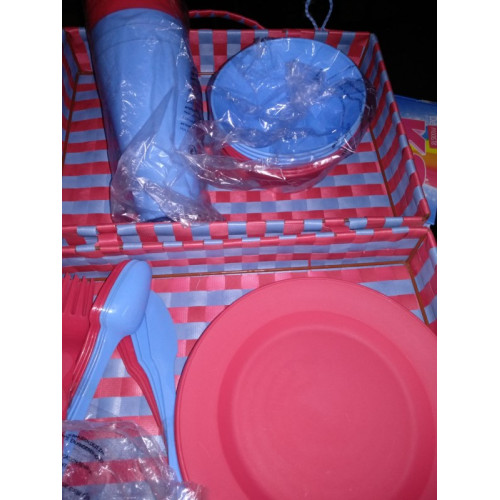 Picknick koffer Rood blauw 1 set   vk 5