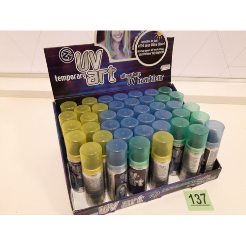 Haarspray UV kleur, Uitwasbaar 40 stuks
