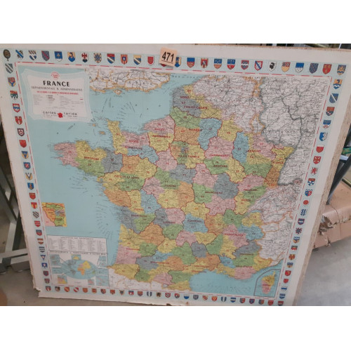 landkaart France 100x100cm