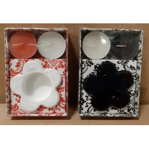 2 sets waxinelichtjes (2x wit / 2x zwart)