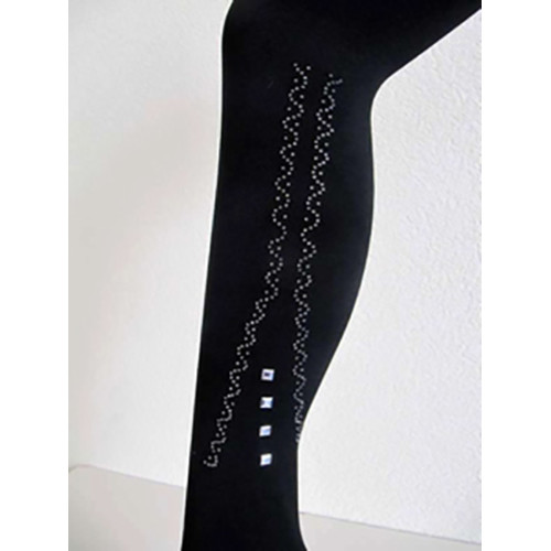 Zwarte legging strass steentjes aan de onderbenen One Size