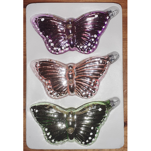 2 doosjes vlinders glas 3 ex. per doosje met ophangoog