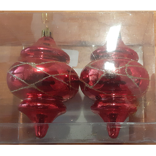 2x blister met 2 kerstballen rood 100 mm