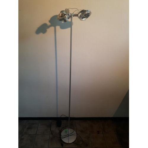 RVS Lamp staand met drie spotjes en dimmer hoogte 185 cm