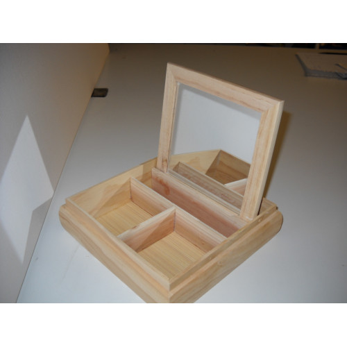 1 stuks houten sieradenbox met spiegel