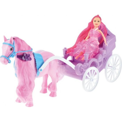 Toi-toys Paard Met Koets En Prinses 30 Cm Roze/paars  1x