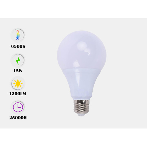 100 x E27 - 15W LED lamp peervormig, - 6500 Koud wit