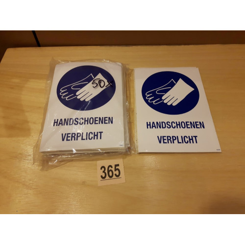 Sticker : handschoenen verplicht, ruim 100 