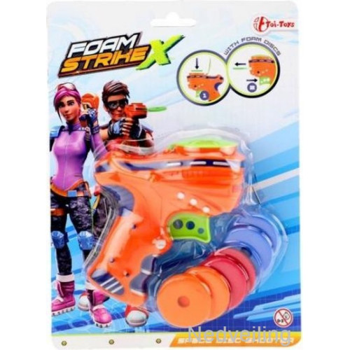 Toi-Toys Foam StrikeX pistool with foam discs Orange/green  2x