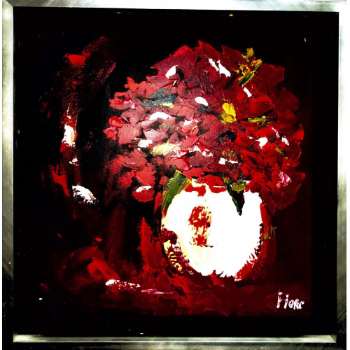 Bloemen schilderij 70 x 70 cm Fiora rood