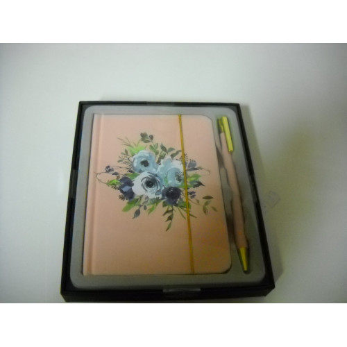 A6 giftsetset, notebook met pen, bloem
