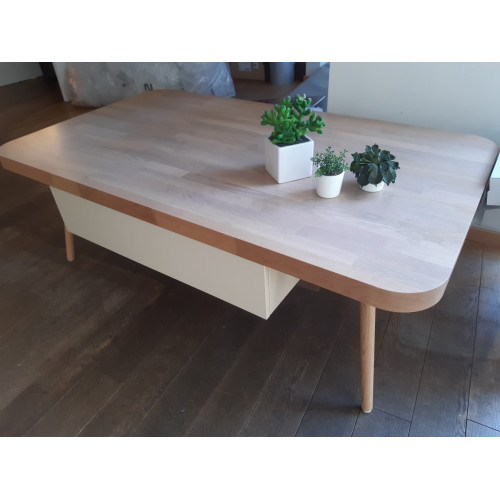 Massief houten salon tafel met 2 grote lades Esprit