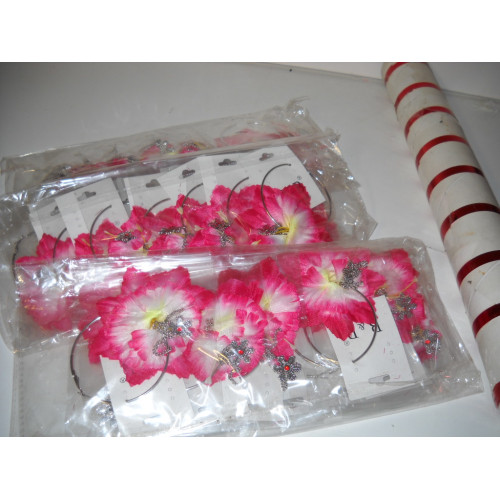 Oorbellen bloem roze 3x12 stuks