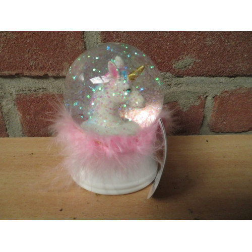 Unicorn globe glazen glitter bol met led rgb licht