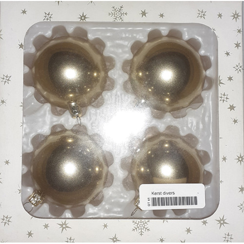 2ds kerstballen vaal goedkleurig 4 ex. van 60 mm