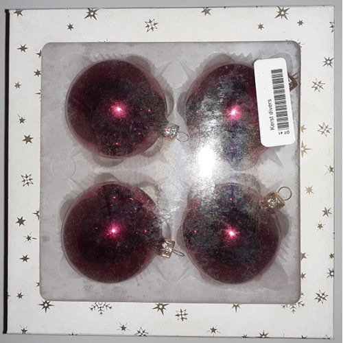 2ds kerstballen 4 ex. van 70 mm rood