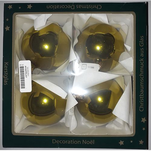 2ds doos kerstballen goud kleurig 4ex van 90 mm