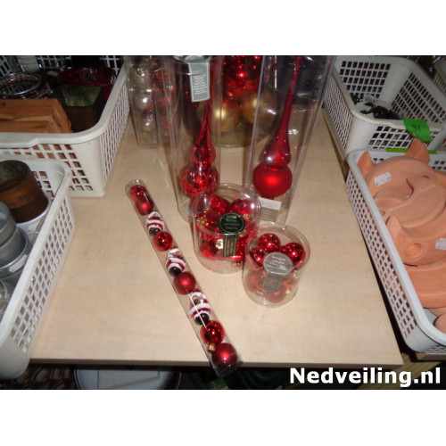 5x diverse rode kerstversiering glas