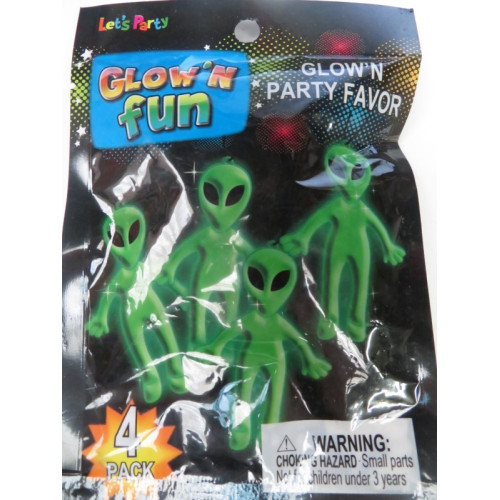 Glown fun aliens glow in the dark 4 pack