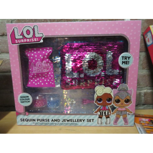 LOL sequin purse and jewellery set