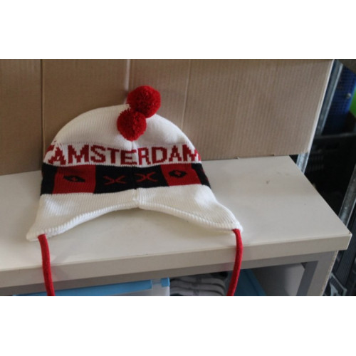 Muts amsterdam Rood - wit -  1x DS N
