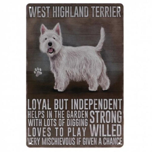 Metalen wandbord hond west highland terrier 