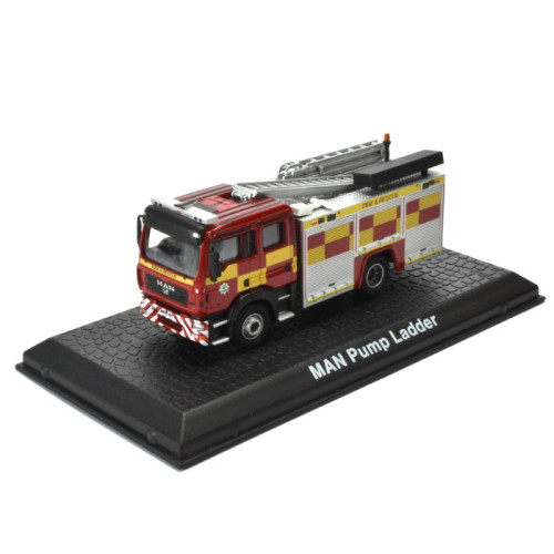 ACMPO110-MAN Pump Ladder - Editions Atlas Collection 1:72 Classic Fire Engines - Brandweer in vitrine Display