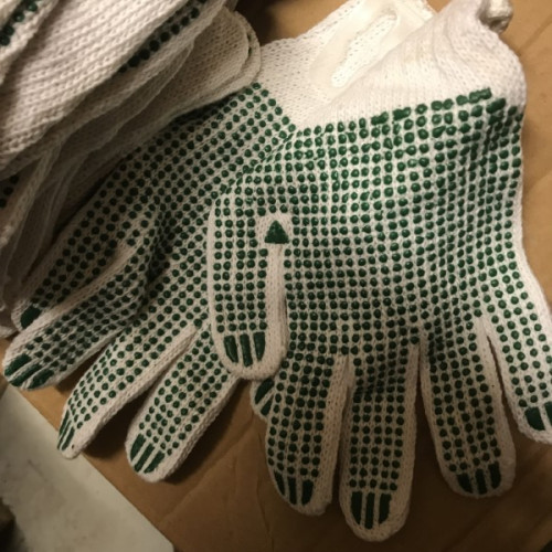 10 paar handschoenen groen/wit & bloem