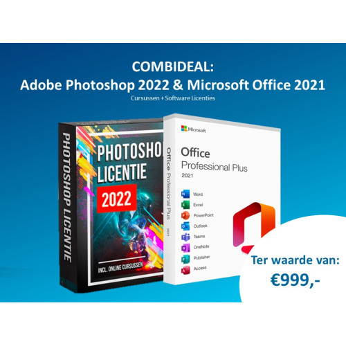 Combideal: Microsoft Office Professional Plus 2021 & Adobe Photoshop Cursus + Software