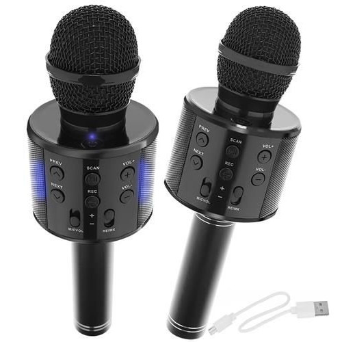 Draadloze karaokemicrofoon Bluetooth-luidspreker zwart