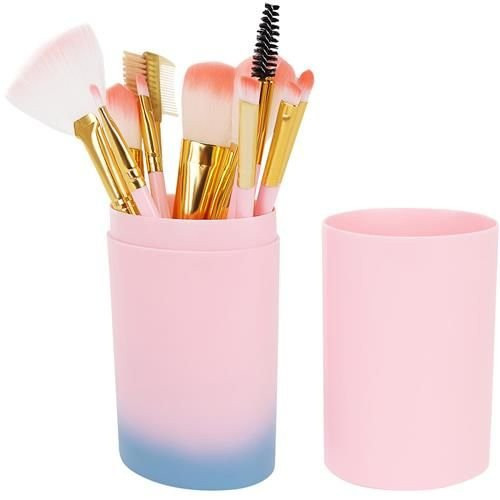 Set van 12 professionele make-upborstels roze