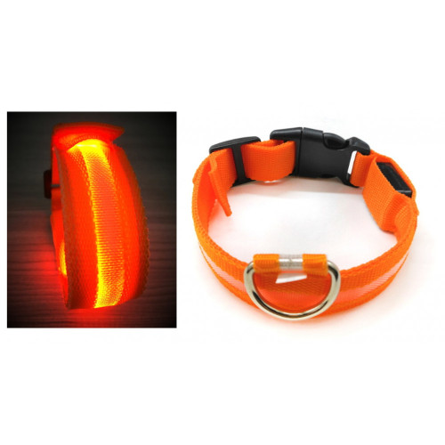 LED halsbanden voor hond, maat m- 57 cm, oranje,2 stuks