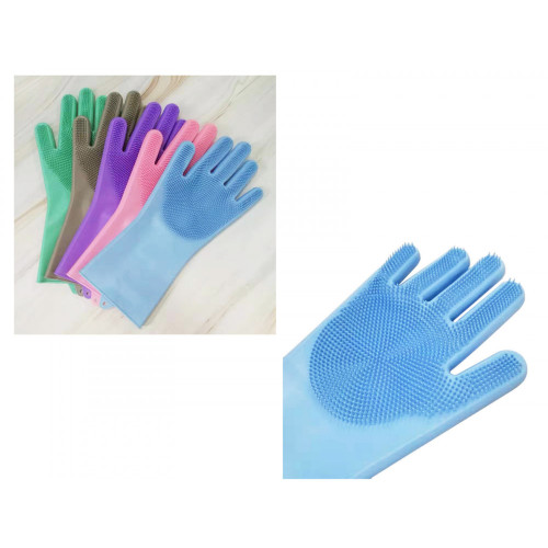 Rubberen handschoenen, siliconen met reinigingstanden 19 cmÂ 8 stuks