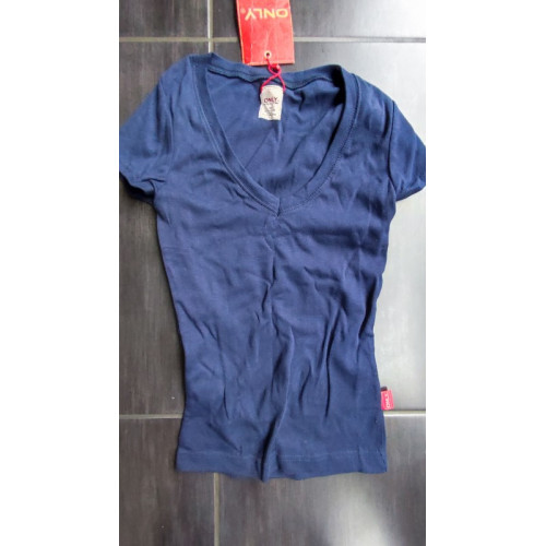 ONLY T-shirt V-hals Blauw Medium