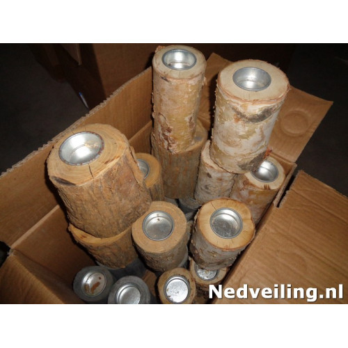 24x Waxinelichthouder hout