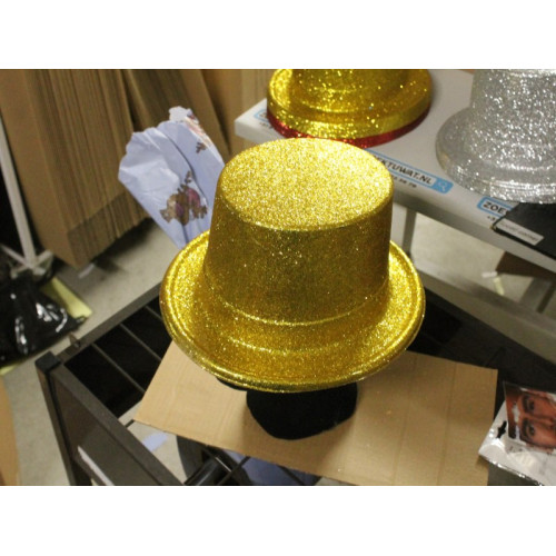 Hoge hoed glitter  Goud2x