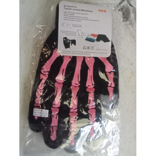 handschoenen met roze skalet opdruk kunnen op smartphone gebruikt worden roze , 