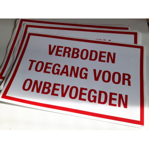Verboden Toegang voor Onbevoegden stickers, 25 x 40 cm, 10 stuks