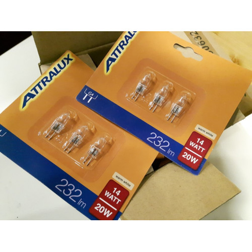 Attralux/Philips, G4 , Halogeenlampjes, 20 verpakkingen a 3 stuks